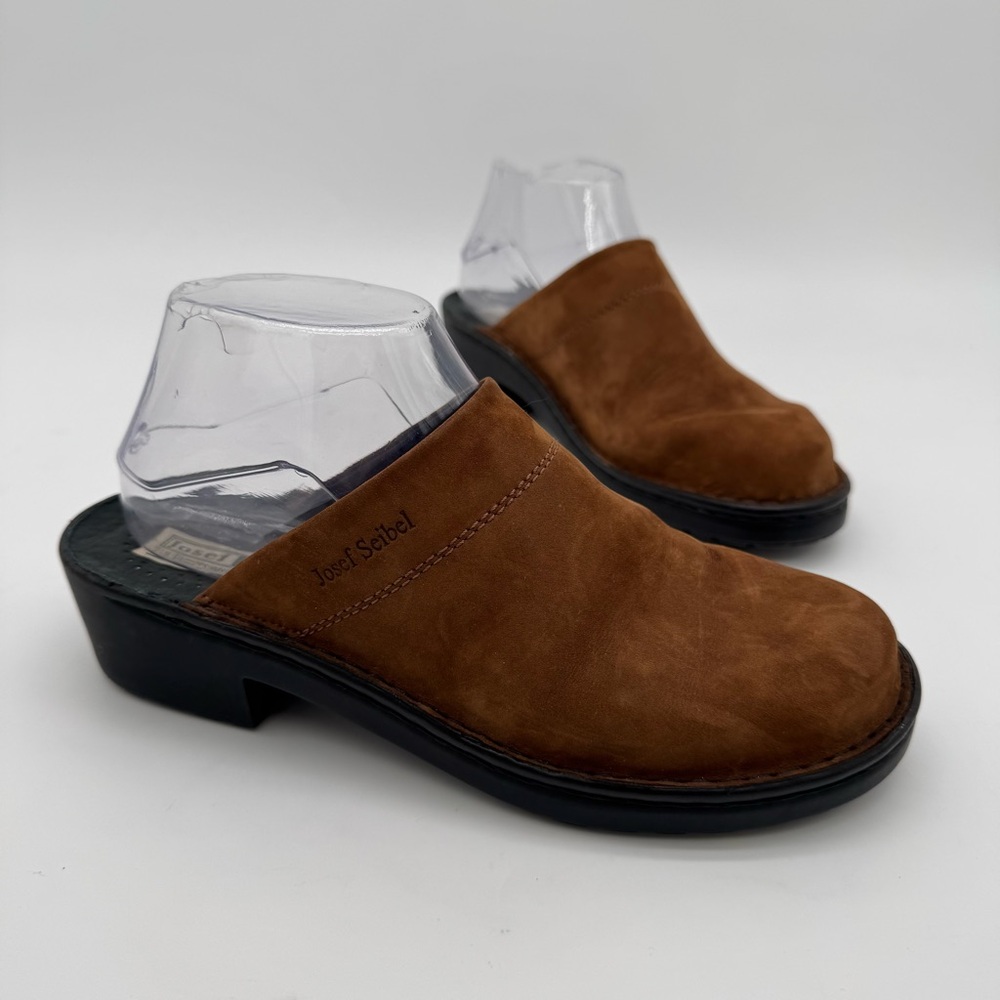 Josef Seibel Brown Leather Mule Clog Slip On Size 39/8-8.5